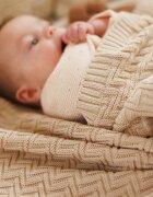 BABYONO Paturica pentru copii Bej tricotata din bumbac organic 100x75 cm