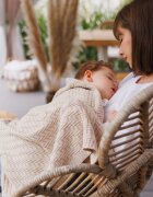 BABYONO Paturica pentru copii Bej tricotata din bumbac organic 100x75 cm