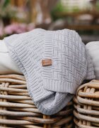 BABYONO Paturica pentru copii Gri tricotata din bumbac organic 100x75 cm