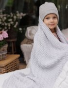 BABYONO Paturica pentru copii Gri tricotata din bumbac organic 100x75 cm