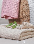 BABYONO Paturica pentru copii Roz tricotata din bumbac organic 100x75 cm