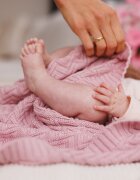 BABYONO Paturica pentru copii Roz tricotata din bumbac organic 100x75 cm