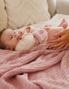 BABYONO Paturica pentru copii Roz tricotata din bumbac organic 100x75 cm