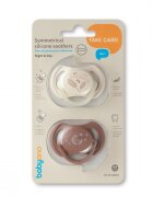BABYONO Set 2 suzete simetrice din silicon 18 luni+ cu maner fluorescent