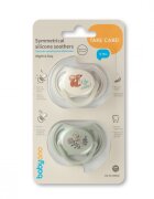 BABYONO Set 2 suzete simetrice din silicon 6-18 luni cu maner fluorescent