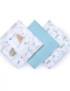 BABYONO Set 3 scutece cu fibre bambus natural albastru
