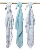BABYONO Set 3 scutece cu fibre bambus natural albastru