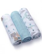 BABYONO Set 3 scutece cu fibre bambus natural albastru