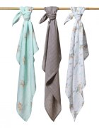 BABYONO Set 3 scutece cu fibre bambus natural gri