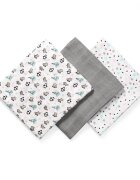 BABYONO Set 3 scutece din bumbac si bambus Baby Ono Bamboo 02 Gri