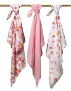 BABYONO Set 3 scutece din bumbac si bambus Baby Ono Bamboo 07 roz