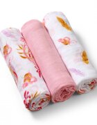 BABYONO Set 3 scutece din bumbac si bambus Baby Ono Bamboo 07 roz