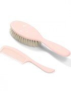 BABYONO Set perie din par natural super moale si pieptene Butterfly Pink