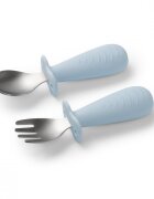 BABYONO Set tacamuri pentru copii lingurita si furculita din inox Albastru