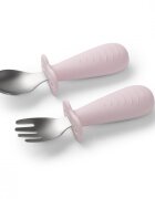 BABYONO Set tacamuri pentru copii lingurita si furculita din inox Roz