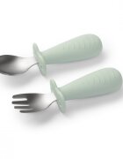 BABYONO Set tacamuri pentru copii lingurita si furculita din inox Verde