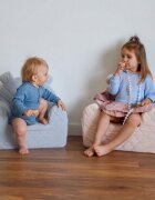 BabySteps Fotoliu pentru copii cu spatar catifea Velvet Ursulet Teddy Ecri