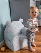 BabySteps Fotoliu pentru copii cu spatar catifea Velvet Ursulet Teddy Gri