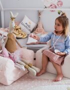 BabySteps Fotoliu pentru copii cu spatar catifea Velvet Ursulet Teddy Sepia Rose