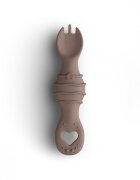 BabySteps Furculita si lingura 2 in 1 din silicon alimentar fara BPA BPS PVC si ftalati Rose