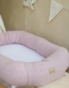 BabySteps Suport de dormit babynest 2 in 1 bara protectie patut premium bumbac brodat roz by BabyLy 85x50 cm