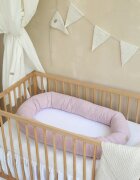 BabySteps Suport de dormit babynest 2 in 1 bara protectie patut premium bumbac brodat roz by BabyLy 85x50 cm
