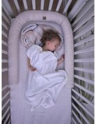 BabySteps Suport de dormit Babynest 2 in 1 bara protectie patut Premium din In Bej inchis 95x53 cm