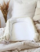 BabySteps Suport de dormit babynest premium bumbac organic si tesatura bucle crem Teddy by BabyLy 80x50 cm