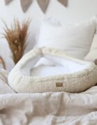 BabySteps Suport de dormit babynest premium bumbac organic si tesatura bucle crem Teddy by BabyLy 80x50 cm
