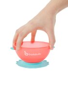 BADABULLE Set 3 boluri colorate pentru mancare cu suport inclus