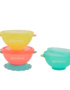 BADABULLE Set 3 boluri colorate pentru mancare cu suport inclus