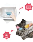 BADABULLE Set 3 boluri colorate pentru mancare cu suport inclus