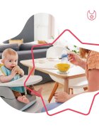 BADABULLE Set 3 boluri colorate pentru mancare cu suport inclus