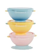 BADABULLE Set 3 boluri colorate pentru mancare cu suport inclus