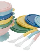 BADABULLE Set 5 boluri si 3 lingurite colorate