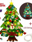 Bambinice Brad de Craciun din Fetru in 2 culori 100x70 m 32 decoratiuni si banda Led inclusa