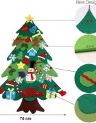 Bambinice Brad de Craciun din Fetru in 2 culori 100x70 m 32 decoratiuni si banda Led inclusa