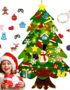 Bambinice Brad de Craciun din Fetru in 2 culori 100x70 m 32 decoratiuni si banda Led inclusa