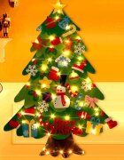 Bambinice Brad de Craciun din Fetru in 2 culori 100x70 m 32 decoratiuni si banda Led inclusa
