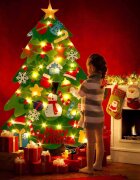 Bambinice Brad de Craciun din Fetru in 2 culori 100x70 m 32 decoratiuni si banda Led inclusa