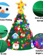 Bambinice Brad de Craciun din Fetru model Conic 3D 75x50cm 18 decoratiuni si banda Led inclusa