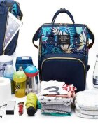 Bambinice Rucsac multifunctional mamici Leaves Albastru