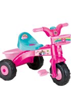 Barbie Tricicleta pentru copii Roz cu pedale realizata din plastic rezistent prevazuta cu claxon de la 2 ani pana la 30 kg