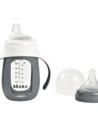 BEABA Biberon de invatare 2 in 1 din sticla 210 ml Mineral Grey