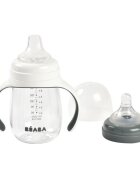 BEABA Biberon de invatare 2 in 1 din tritan 210 ml Mineral Grey