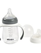 BEABA Biberon de invatare 2 in 1 din tritan 210 ml Mineral Grey
