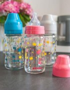 BEABA Biberon din sticla cu gat larg Crown 240ml Pink
