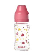 BEABA Biberon din sticla cu gat larg Crown 240ml Pink