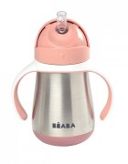 BEABA Cana cu pai din inox 250 ml Old Pink