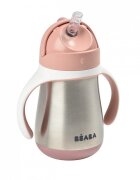 BEABA Cana cu pai din inox 250 ml Old Pink